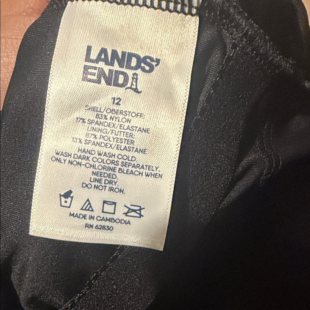 Lands End Women's One-Piece Swimsuit Black Size 12 - Picture 8 of 9